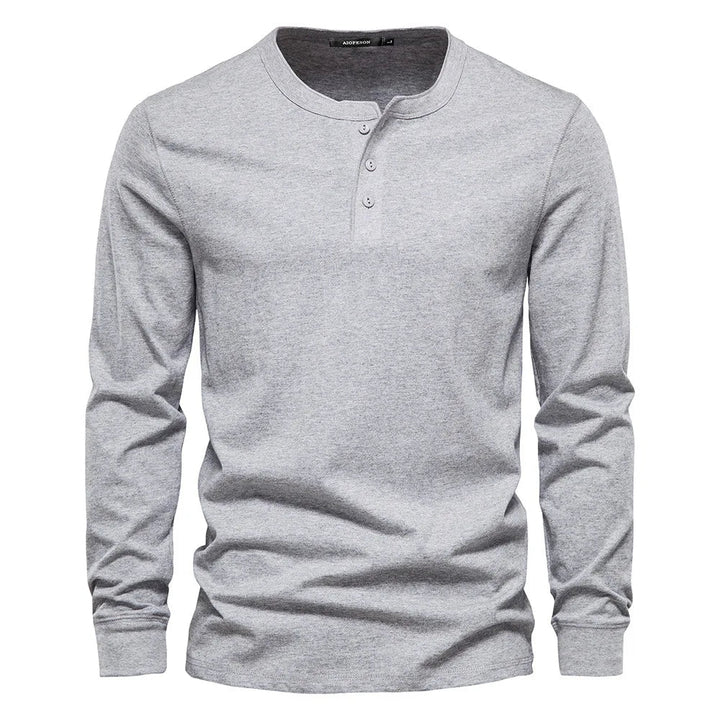 Casual heren Henley shirt met lange mouwen en knoopsluiting. Zeer comfortabel voor dagelijks gebruik. Herenkleding.