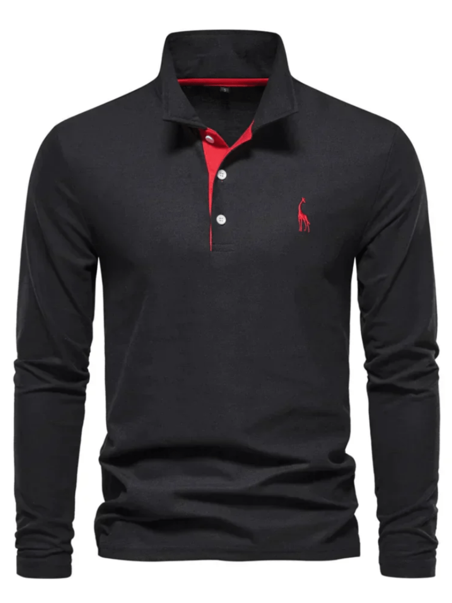 Veelzijdig heren poloshirt met lange mouw, geschikt voor voorjaar en najaar. Comfortabele reguliere pasvorm.