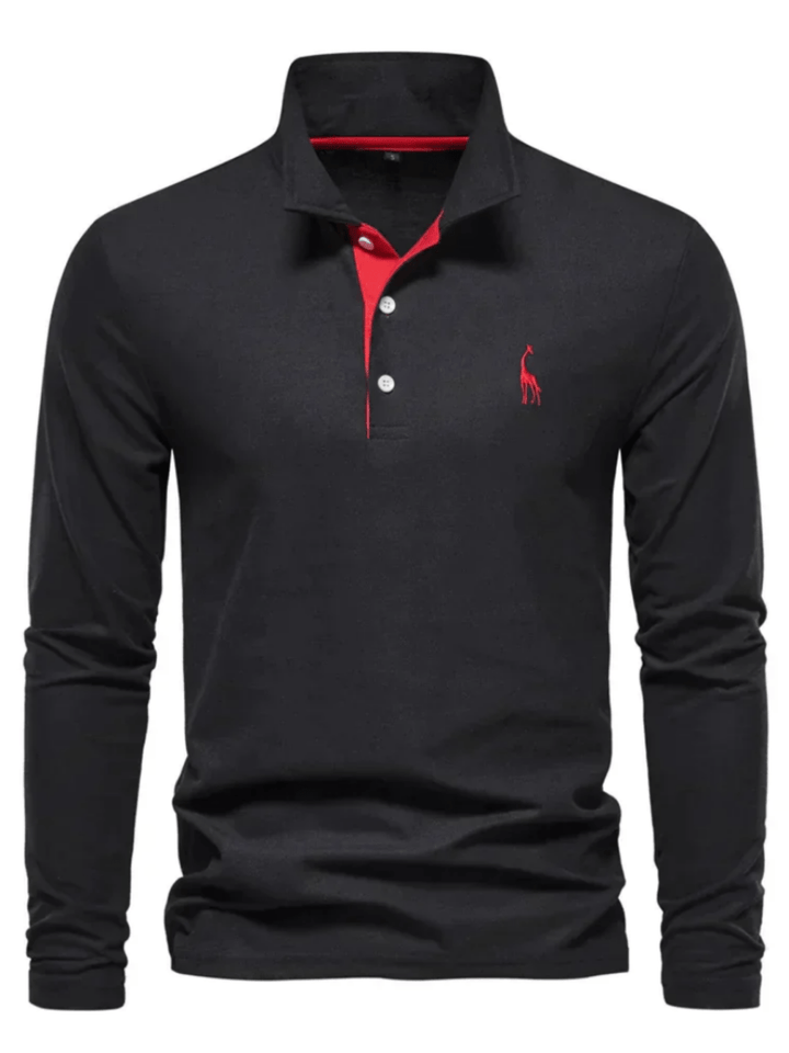 Veelzijdig heren poloshirt met lange mouw, geschikt voor voorjaar en najaar. Comfortabele reguliere pasvorm.