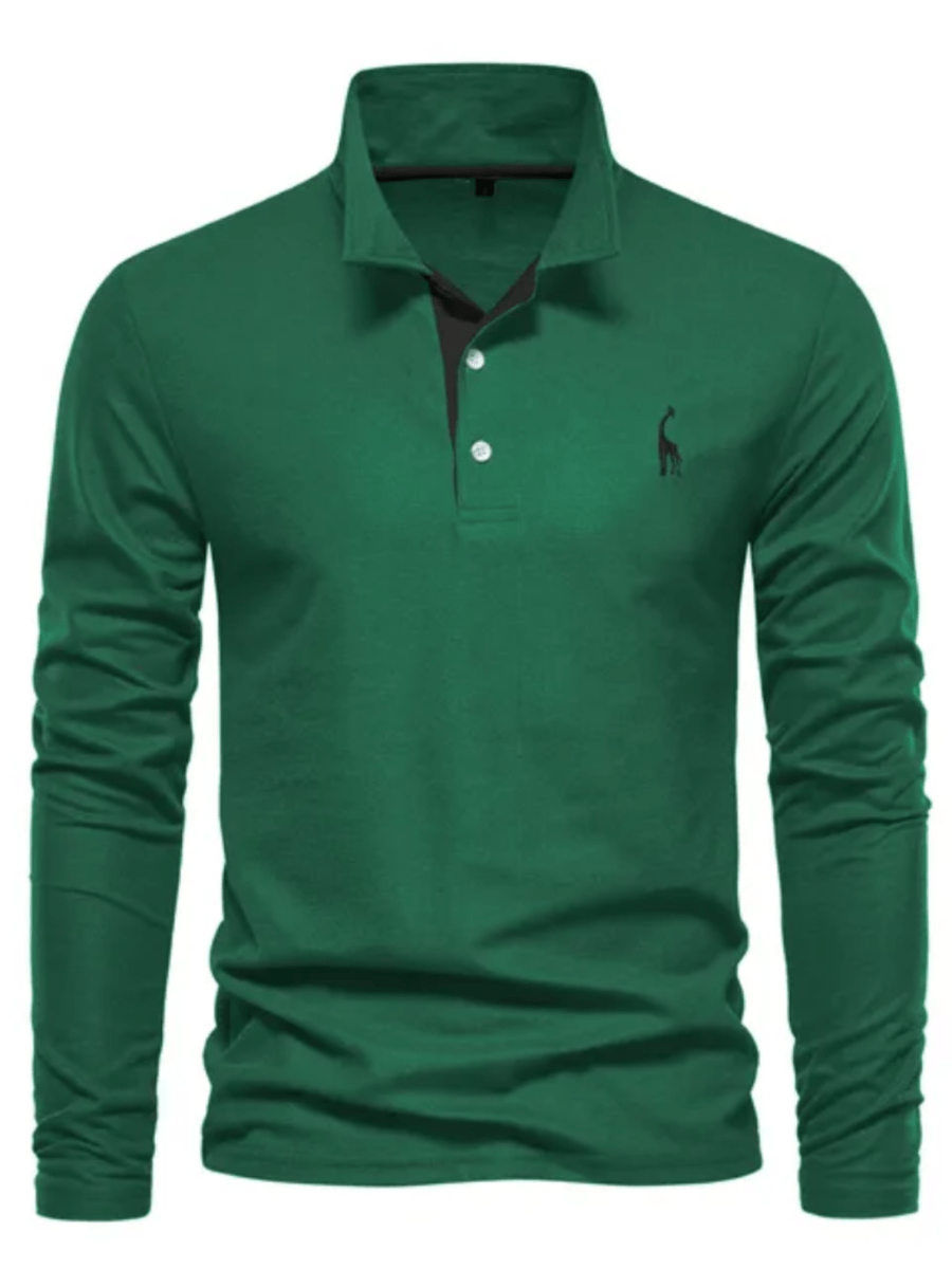 Essentieel heren lange mouw poloshirt, comfortabel en stijlvol, ideaal voor een business casual of vrije tijd outfit.