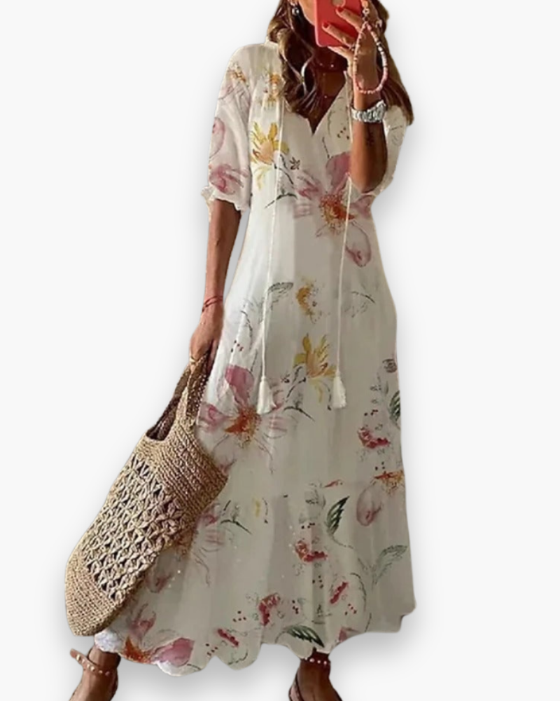 Luchtige Bohemien dames zomerjurk voor strand of casual gelegenheden, elegant en comfortabel.