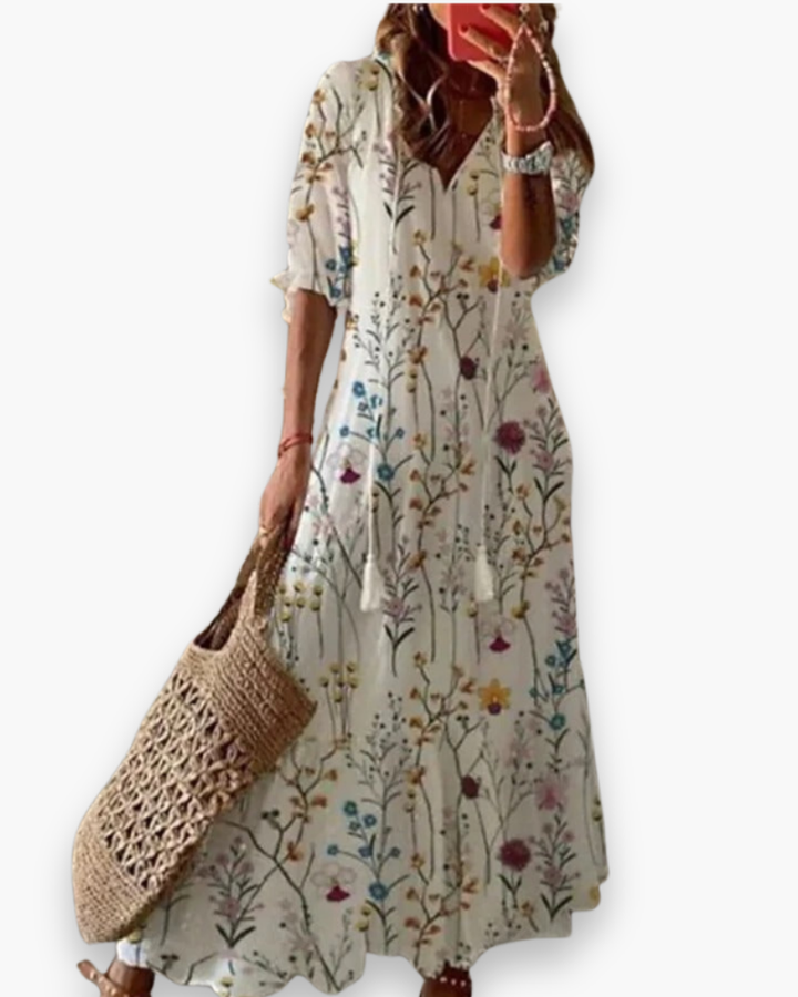 Veelzijdige dames zomerjurk in bohemien stijl, zowel casual, elegant als strandjurk te dragen.