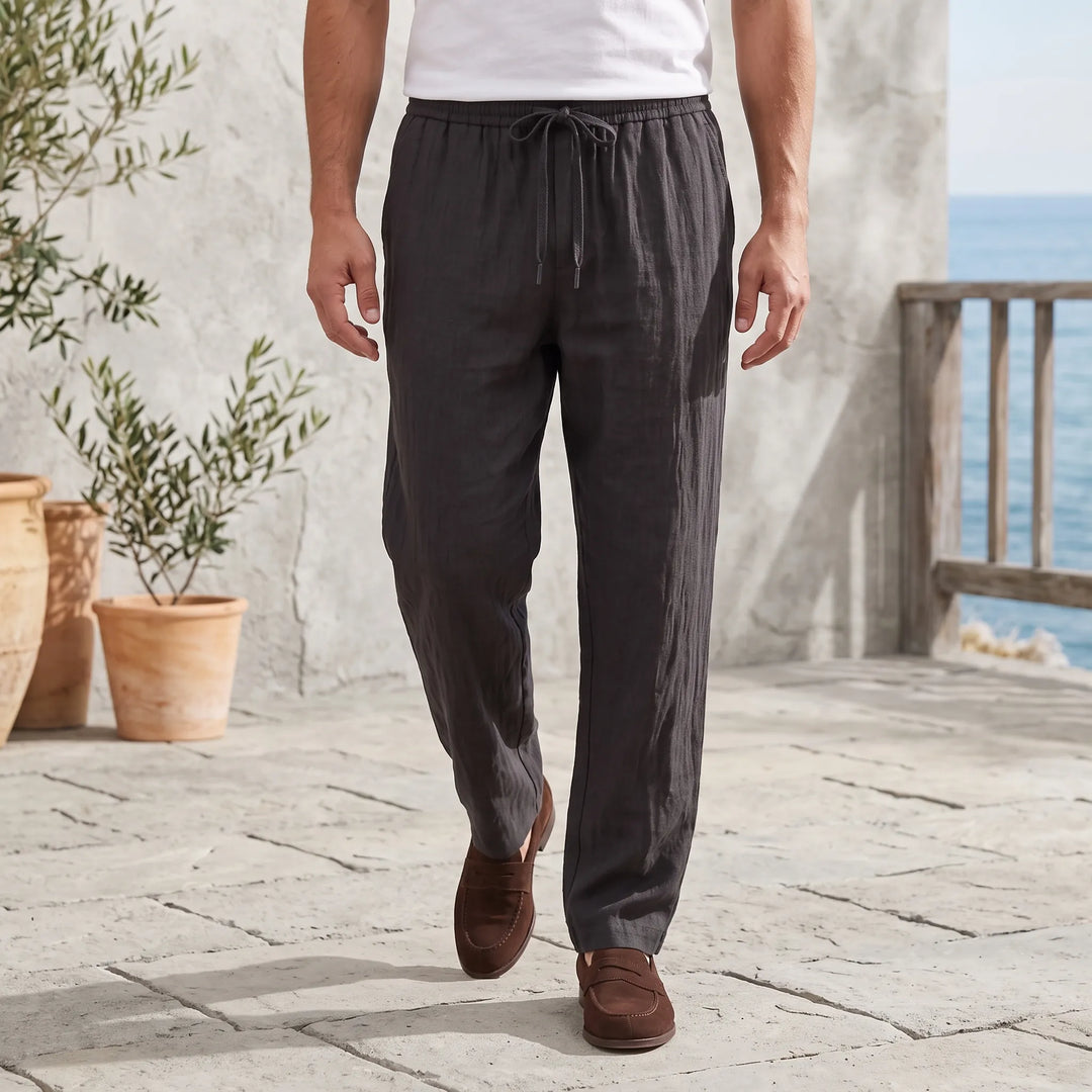 Heren casual zomerbroek met rechte pijpen, comfortabel en ademend, ideaal voor ontspanning en warme dagen.