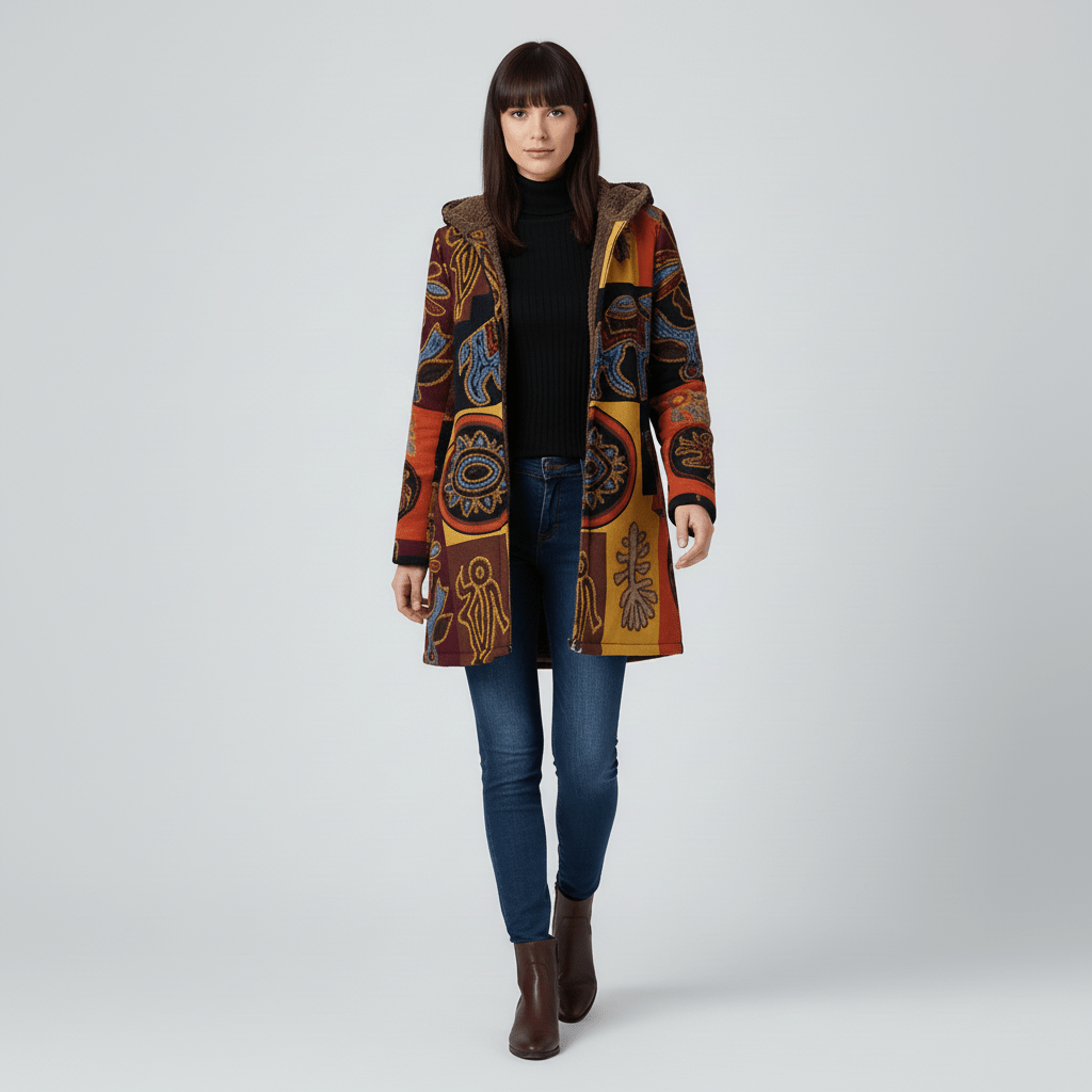 Donkergrijze lange damesjas met capuchon, getailleerd, elegante en comfortabele winterjas.