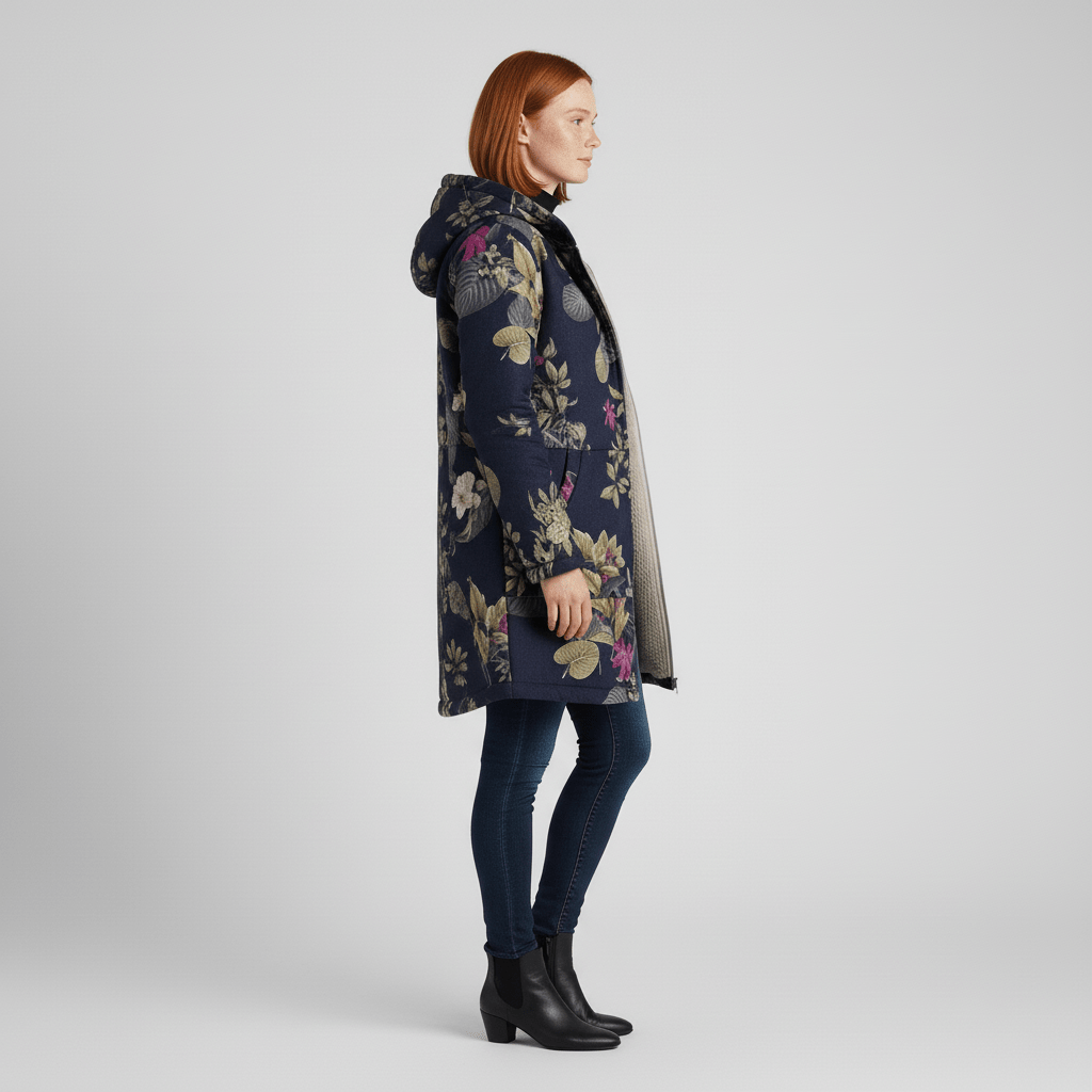 Grijze elegante getailleerde damesjas met capuchon, comfortabele en veelzijdige bovenkleding.