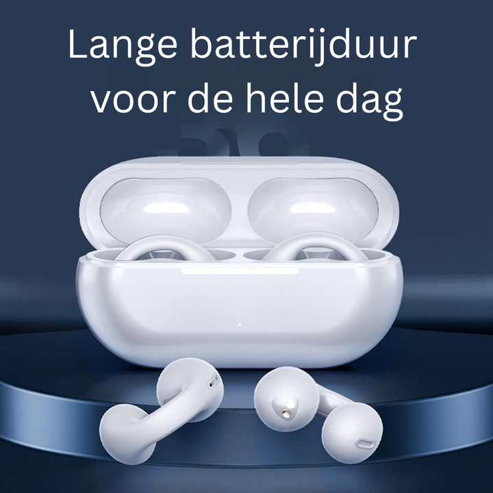 Ergonomische sport oordopjes met lange accuduur. Botgeleiding en waterdicht ontwerp.