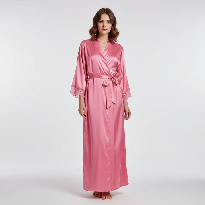 Stijlvolle lange dames badjas Susanne, comfortabele bademantel voor een relaxte look en warmte.