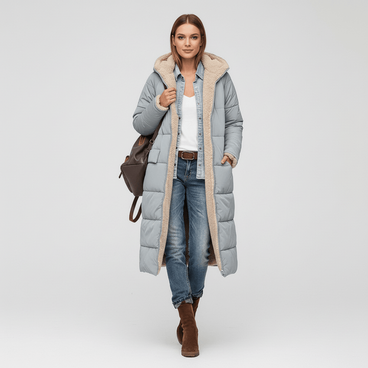 Elegante longline winterjas dames, gewatteerde mantel die comfort en stijl biedt. Perfect voor alle gelegenheden.