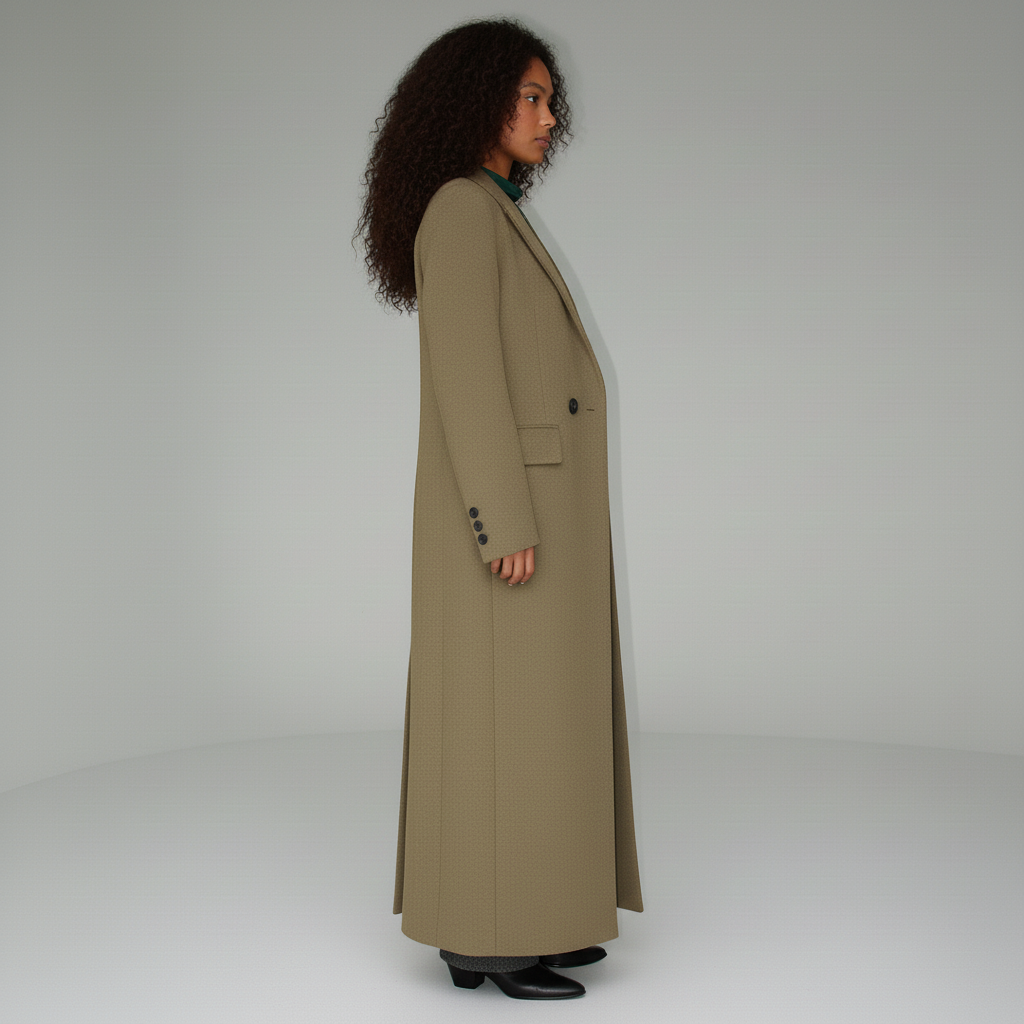 Dieprode lange getailleerde dames mantel, een elegante en chique jas voor moderne vrouwen.