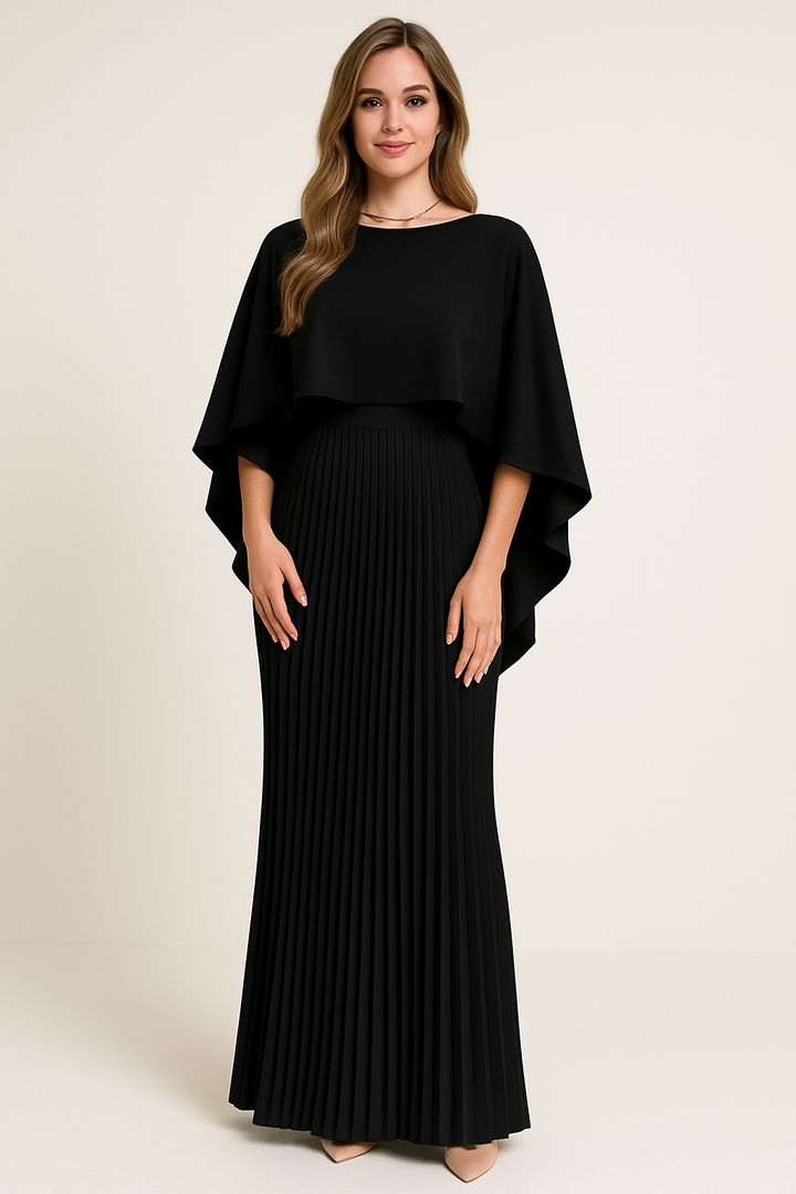 Gedetailleerde plissé rok van de formele dames maxi-jurk 'Amelie', ideaal voor een gala avond. (101 chars)
