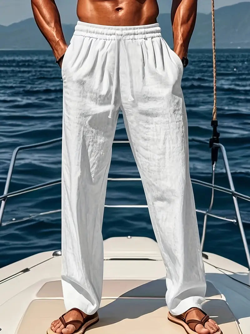 Stijlvolle smart-casual herenbroek Luke met trekkoord, ideaal voor lente/zomer. Comfortabel en ademend.