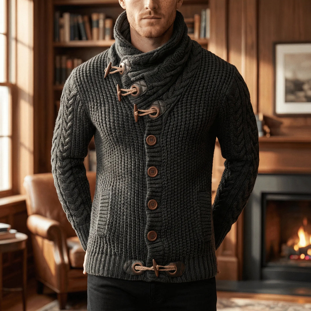 Grofgebreide herencardigan Nicholas voor casual herfstlooks en wintercomfort.
