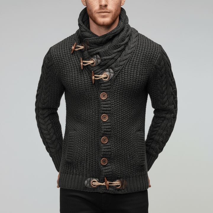 Nicholas grofgebreid heren vest met colkraag, comfortabel en stijlvol voor elke winterdag.