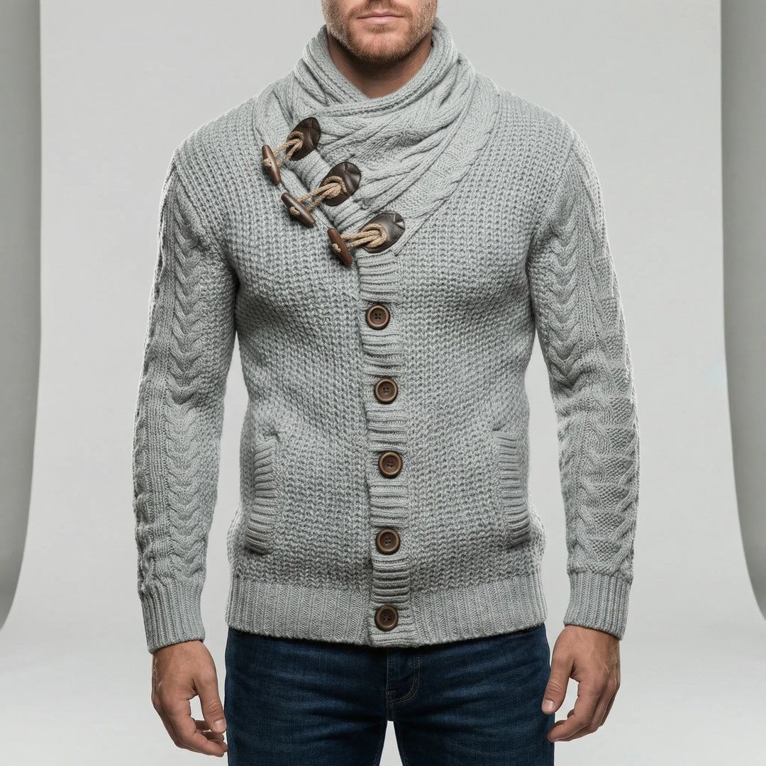 Nicholas chunky knit herencardigan, dik gebreid vest voor een warme en trendy casual look.