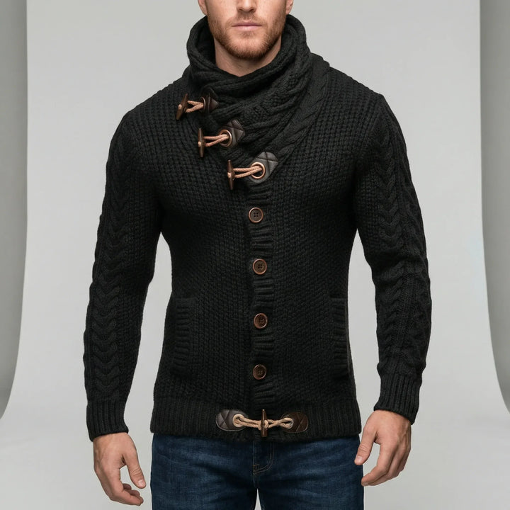 Zachte, warme grofgebreide herencardigan Nicholas; ideaal gebreid vest voor de koude dagen.