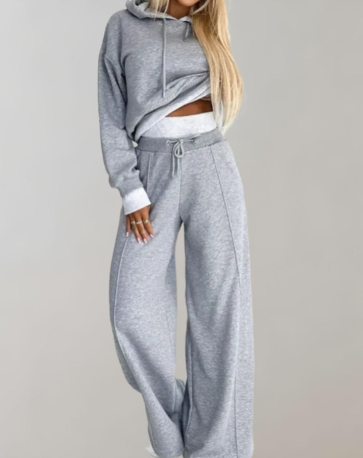 Dames casual comfort set: stijlvolle hoodie en wijde broek, de ideale reis- en loungeoutfit voor elke vrouw.