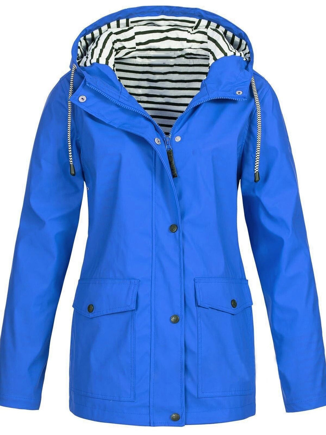 Vooraanzicht van de Sophie dames trenchcoat, water- en winddicht, met klassiek design.