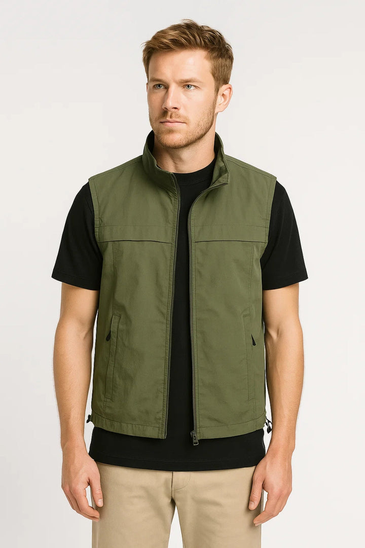 Heren Zachary mouwloos sportvest, lichte tussenlaag, comfortabel voor activewear en buitenkleding.