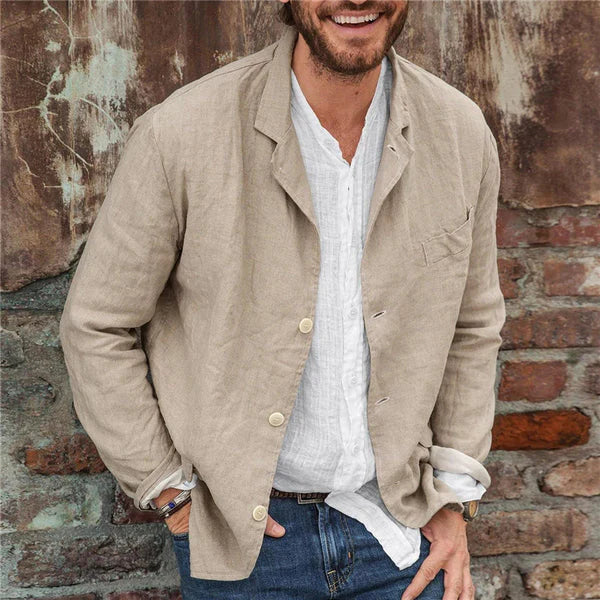 Casual heren lentejas met knoopsluiting. Ideaal als smart casual overgangsjas voor koelere zomeravonden.