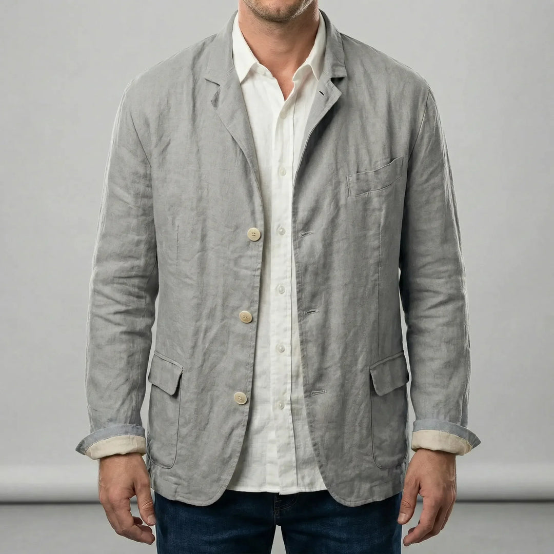 Stijlvolle heren lichte jas met knoopsluiting. Casual model met lange mouwen, ideaal voor een moderne look.