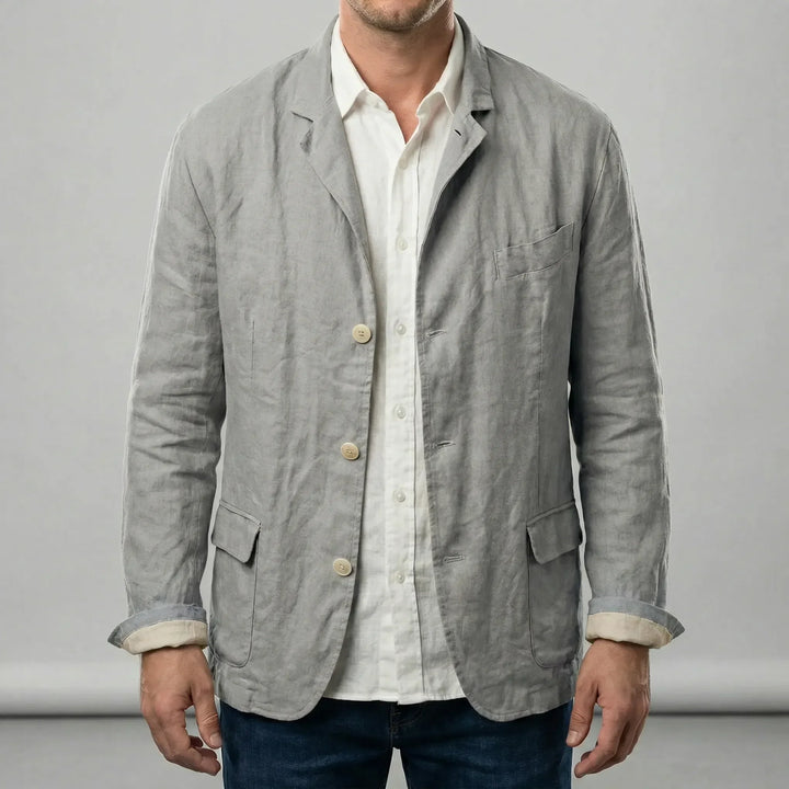 Stijlvolle heren lichte jas met knoopsluiting. Casual model met lange mouwen, ideaal voor een moderne look.