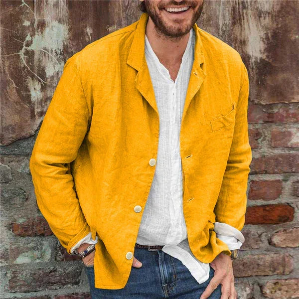 Mannen casual jas met knoopsluiting, comfortabel en lichtgewicht. Perfect voor dagelijkse draag en ontspannen gelegenheden.