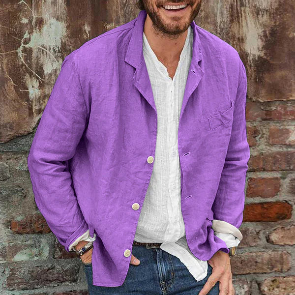 Moderne lichte herfstjas voor mannen met knoopsluiting. Comfortabele smart casual overgangsjas voor diverse weersomstandigheden.