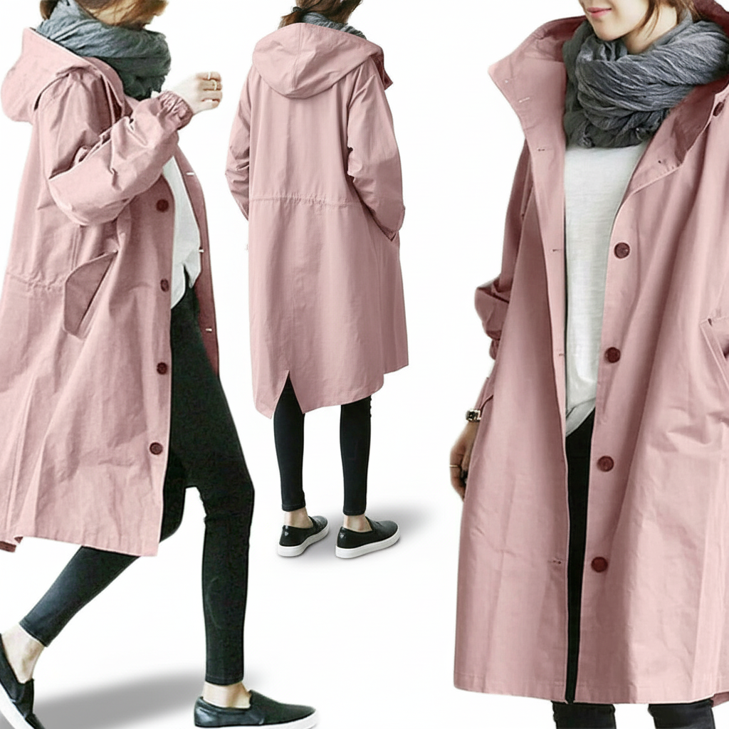 Oversized lichtgewicht regenjas Ruth, beschermend en modieus voor dames.