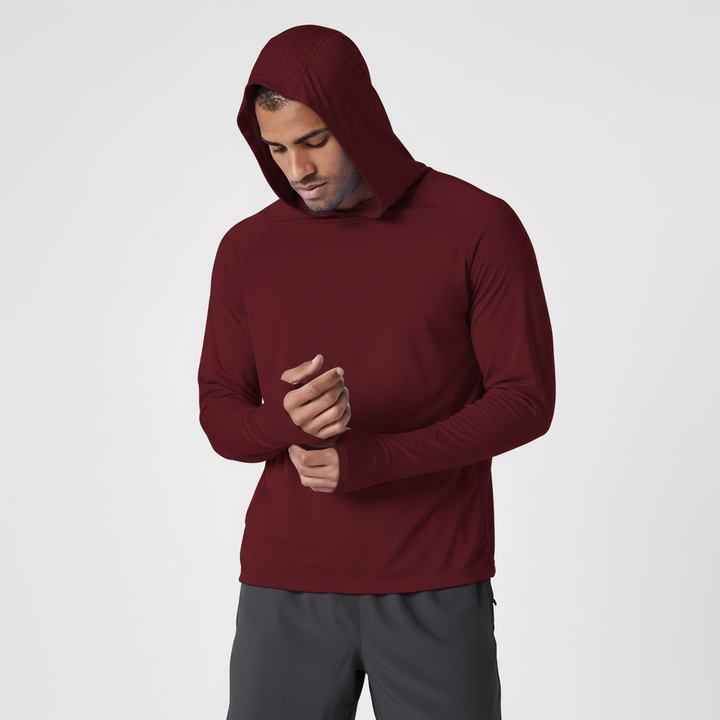 Comfortabele heren zonwerende hoodie, ademend en sneldrogend voor actieve mannen.