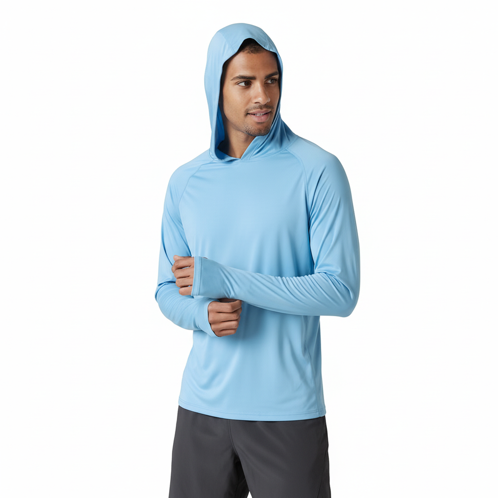 Heren zonwerende hoodie voor sport en buiten; biedt optimale UV-bescherming en comfort.