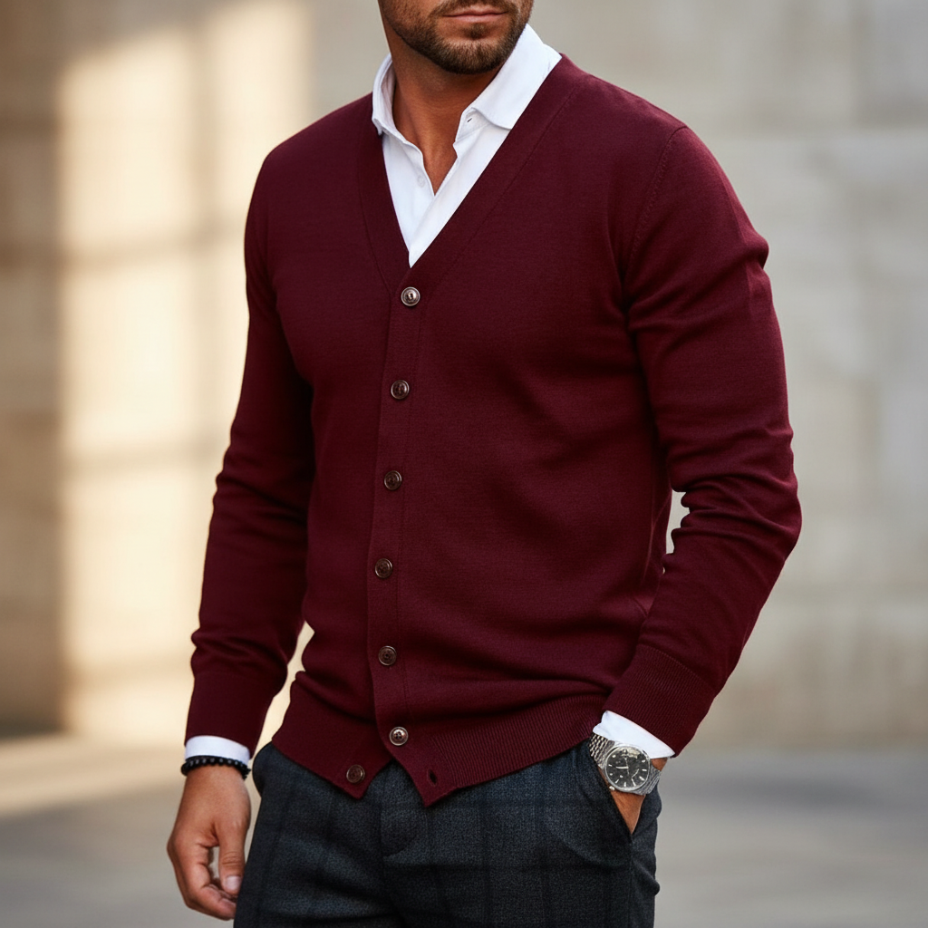 Stijlvol herenvest met knopenlijst. Warm, comfortabel en veelzijdig voor casual herenkleding.