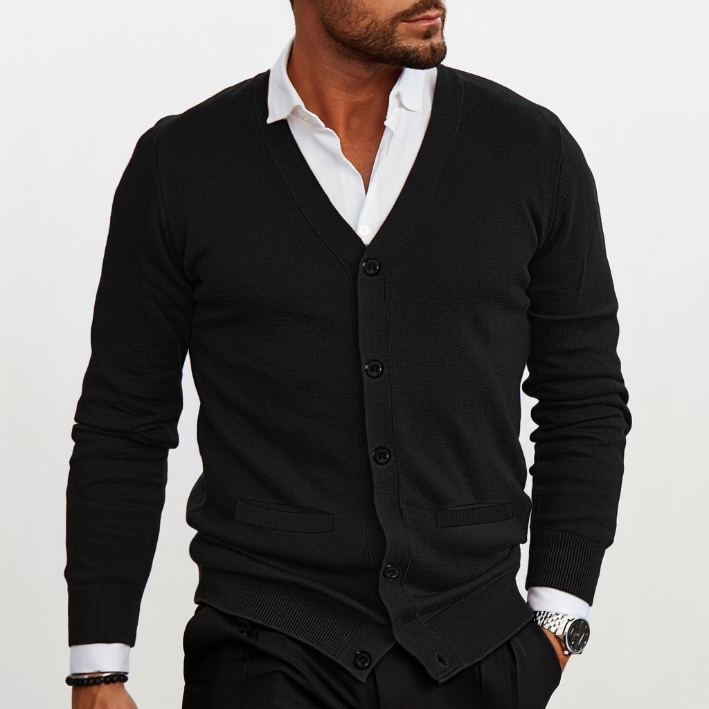 Klassiek herenvest met knopenlijst. Tijdloos, comfortabel en warm, een veelzijdige aanvulling op herenkleding.