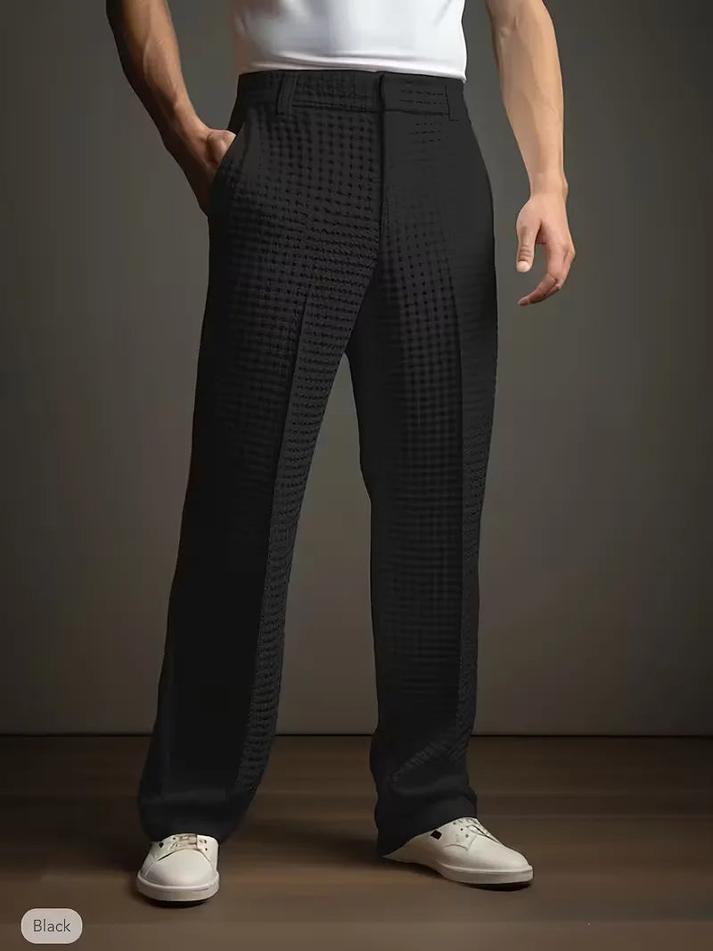 Comfortabele herenbroek met rechte pijpen, ideaal voor lente/zomer. Veelzijdig & stijlvol.