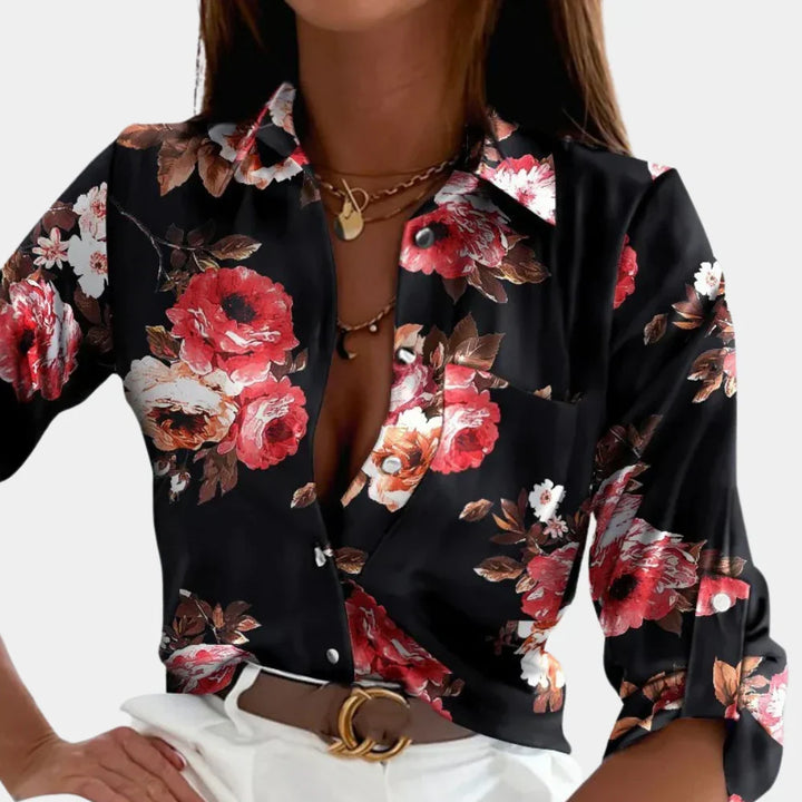 Veelzijdige Hoymans blouse voor vrouwen; stijlvolle zakelijke of casual kleding met klassieke kraag.