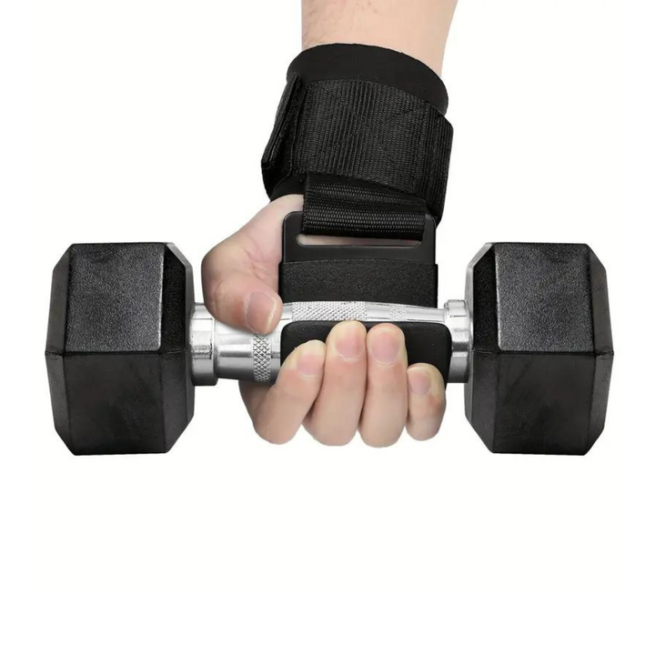 Gebruiksvriendelijke lifting hooks voor krachttraining; verbeter je grip bij pull-ups en deadlifts in de sportschool.