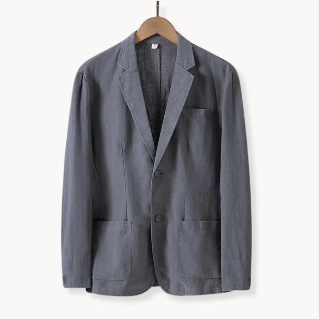 Veelzijdige herenblazer van linnen, geschikt als bovenkleding voor zowel lente als zomer smartcasual stijl.