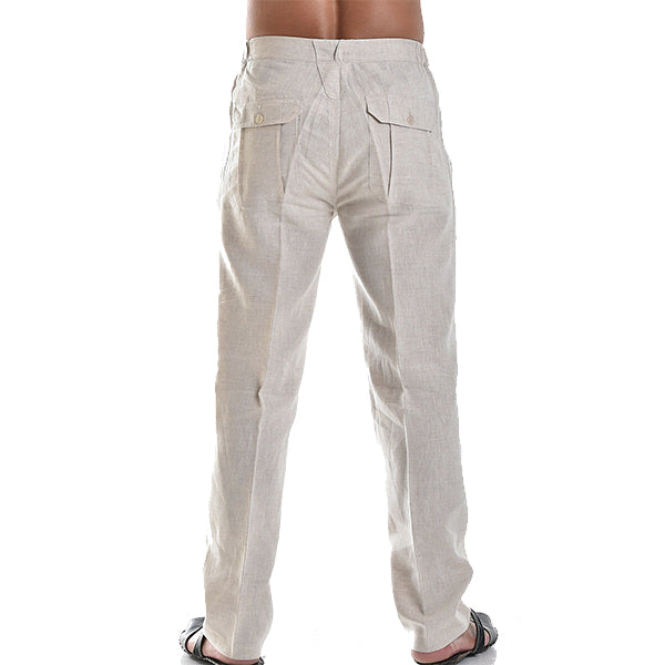 Comfortabele ademende linnen herenbroek, perfect voor casual zomerse outfits of een ontspannen strandwandeling.
