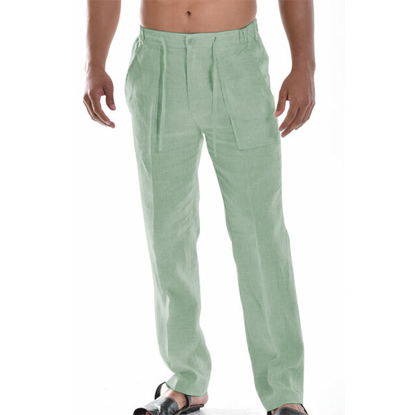 Veelzijdige heren linnen broek, casual en ademend, geschikt voor zomerse dagen, strand of stedentrips.