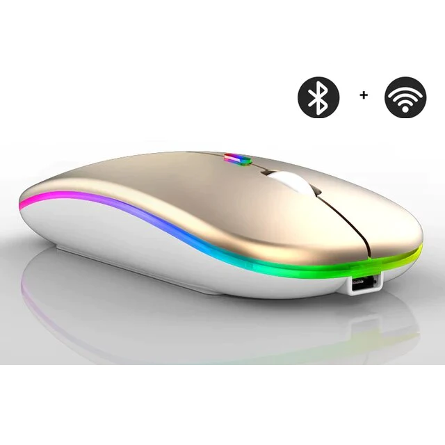 Draadloze muis voor laptop/pc, oplaadbaar, met heldere LED-verlichting en ergonomisch design voor comfort.