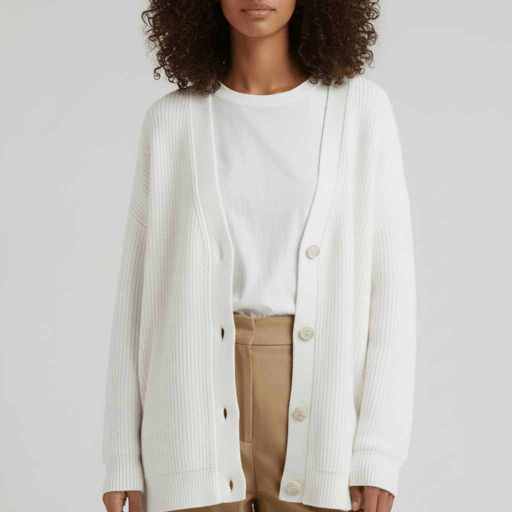 Warm losvallend damesvest met knoopsluiting. Comfortabele, stijlvolle cardigan, perfect voor koelere dagen.