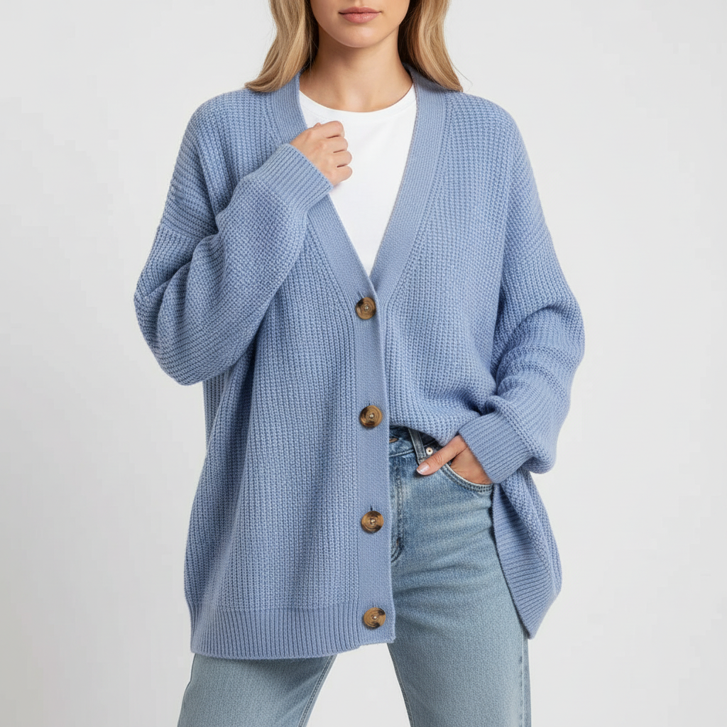 Veelzijdig dames kasjmier vest Alina, comfortabele losse pasvorm, diepe V-hals, casual & stijlvol.