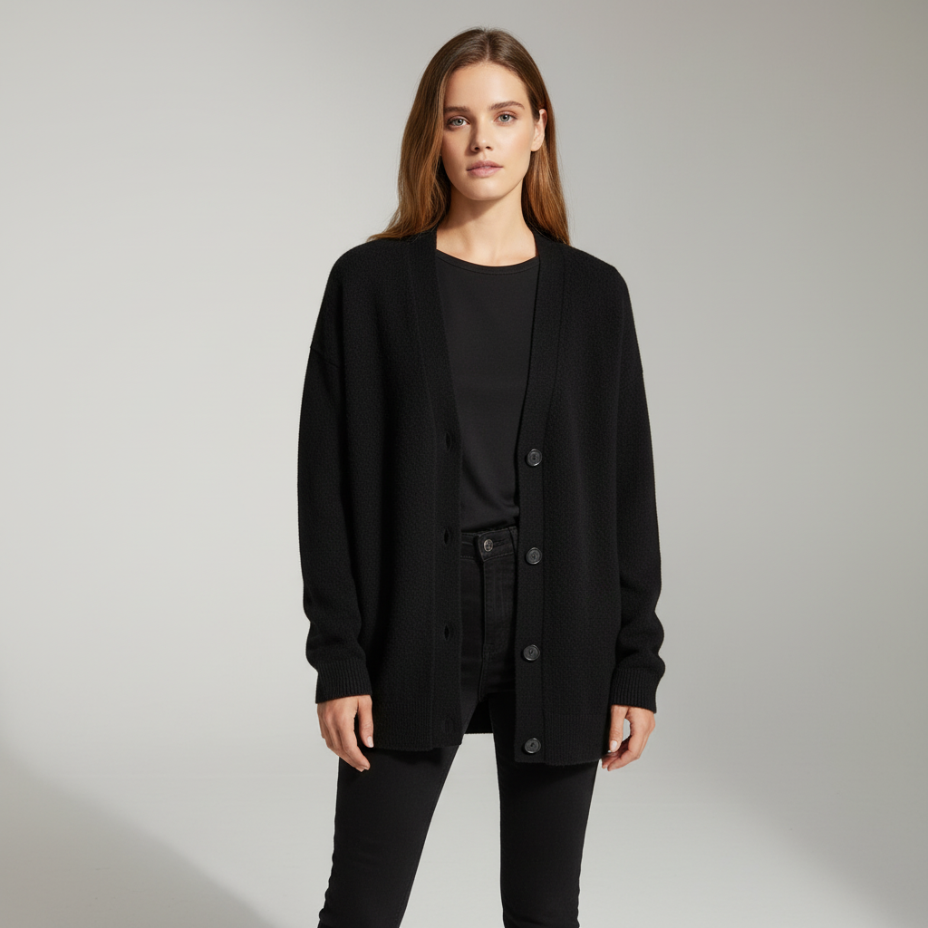 Zacht dames kasjmier vest Alina, losse pasvorm, diepe V-hals, perfect voor casual chic lente-outfits.