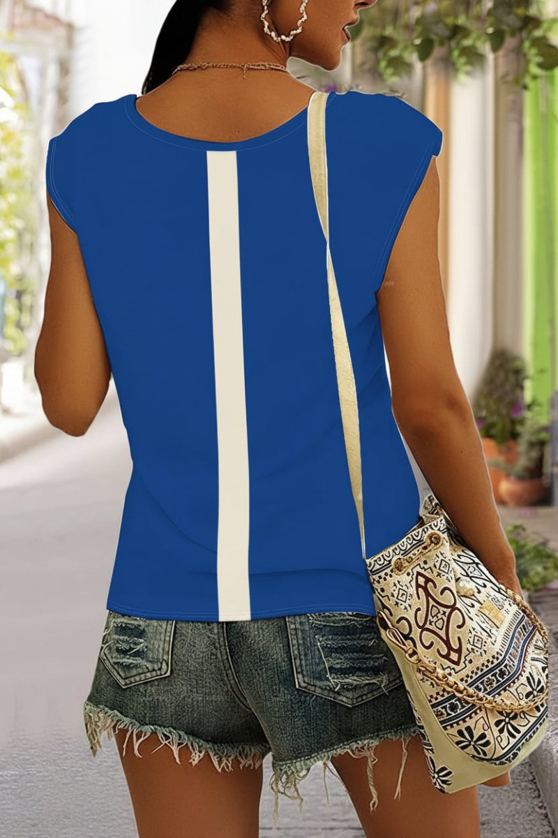 Kleurrijk dames V-hals T-shirt, losvallend en comfortabel, ook verkrijgbaar in grote maten voor de zomer.