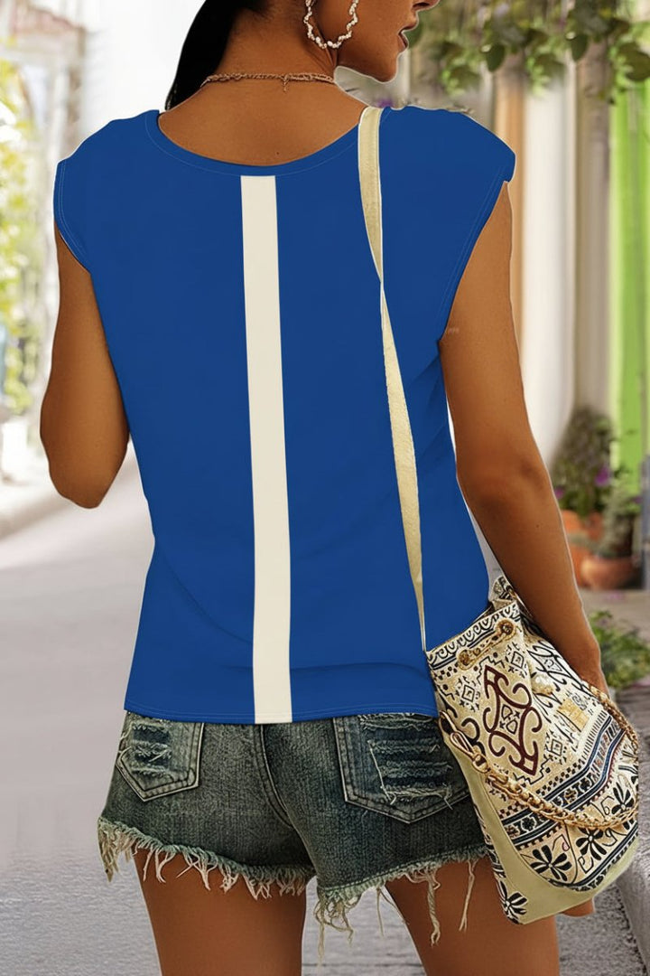 Kleurrijk dames V-hals T-shirt, losvallend en comfortabel, ook verkrijgbaar in grote maten voor de zomer.