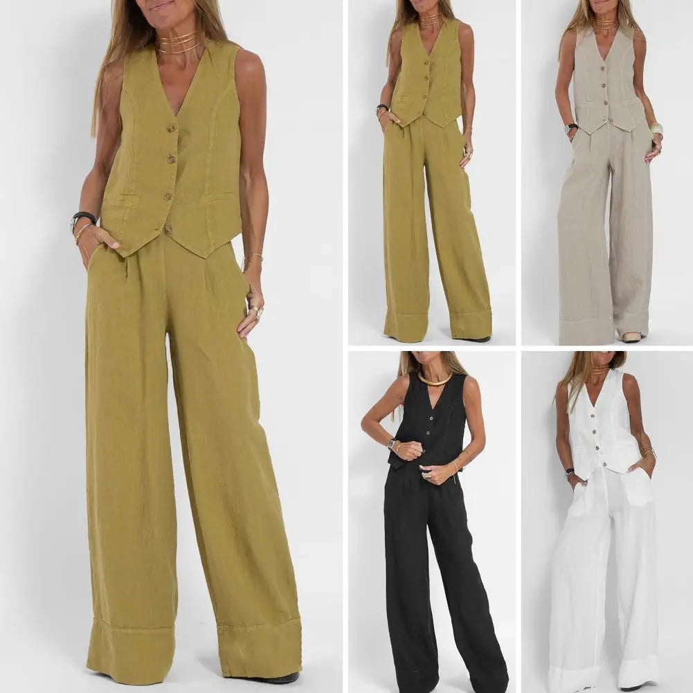 Dames "Relaxed Chic" vest en broek set, de perfecte combinatie van comfort en stijl voor dagelijks gebruik.