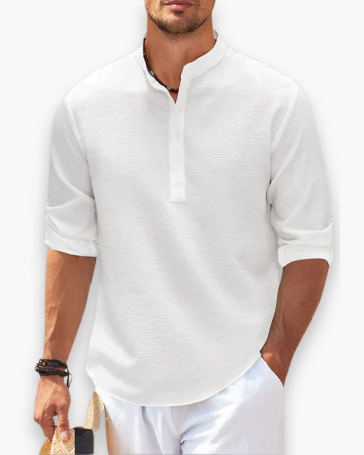 Heren casual zomeroverhemd met korte mouwen, comfortabel en luchtig voor strand en vrije tijd.