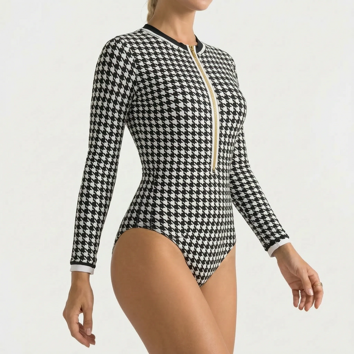 Veelzijdig dames badpak lange mouwen, essentiële zwemkleding voor de modebewuste vrouw.