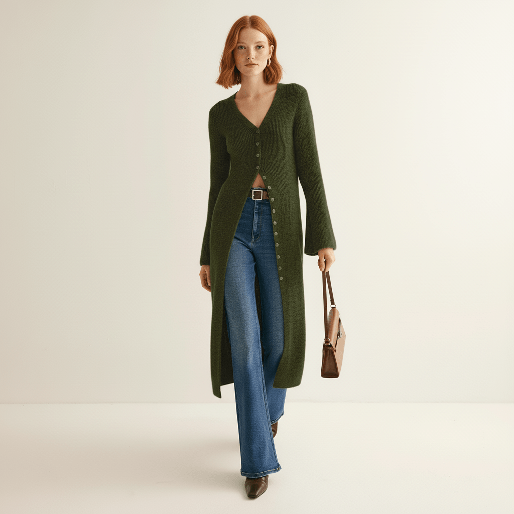 Longline damesvest Angelina, met knoopsluiting, perfect voor zakelijke of casual settings.
