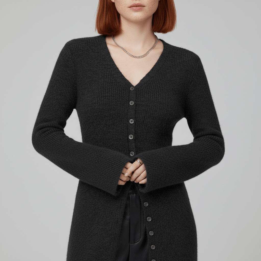 Angelina dames longline vest, knoopsluiting, V-hals, combineert comfort met modieuze stijl.