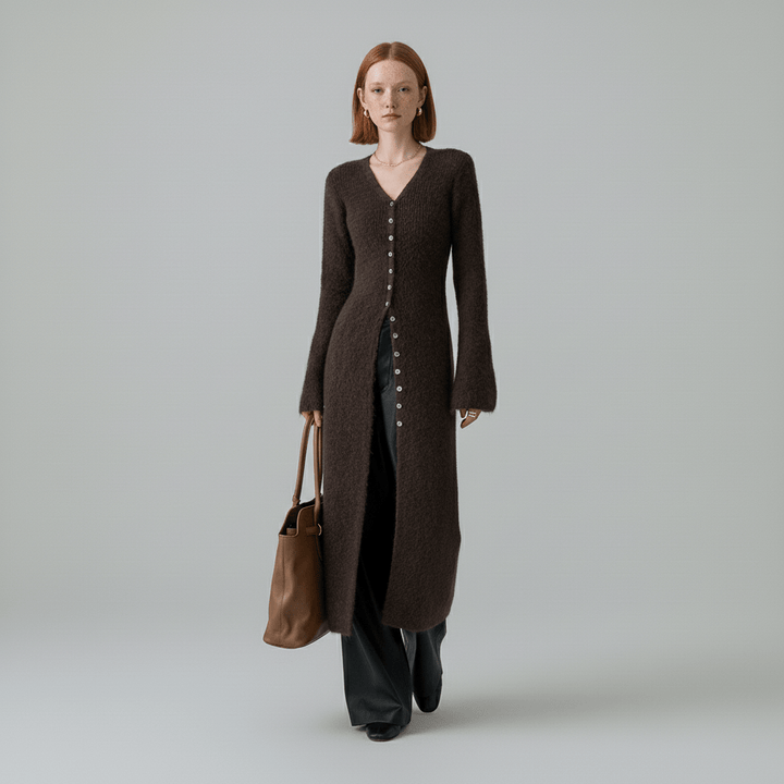 Comfortabel Angelina damesvest, longline met knoopjes, ideaal voor een casual stijl.